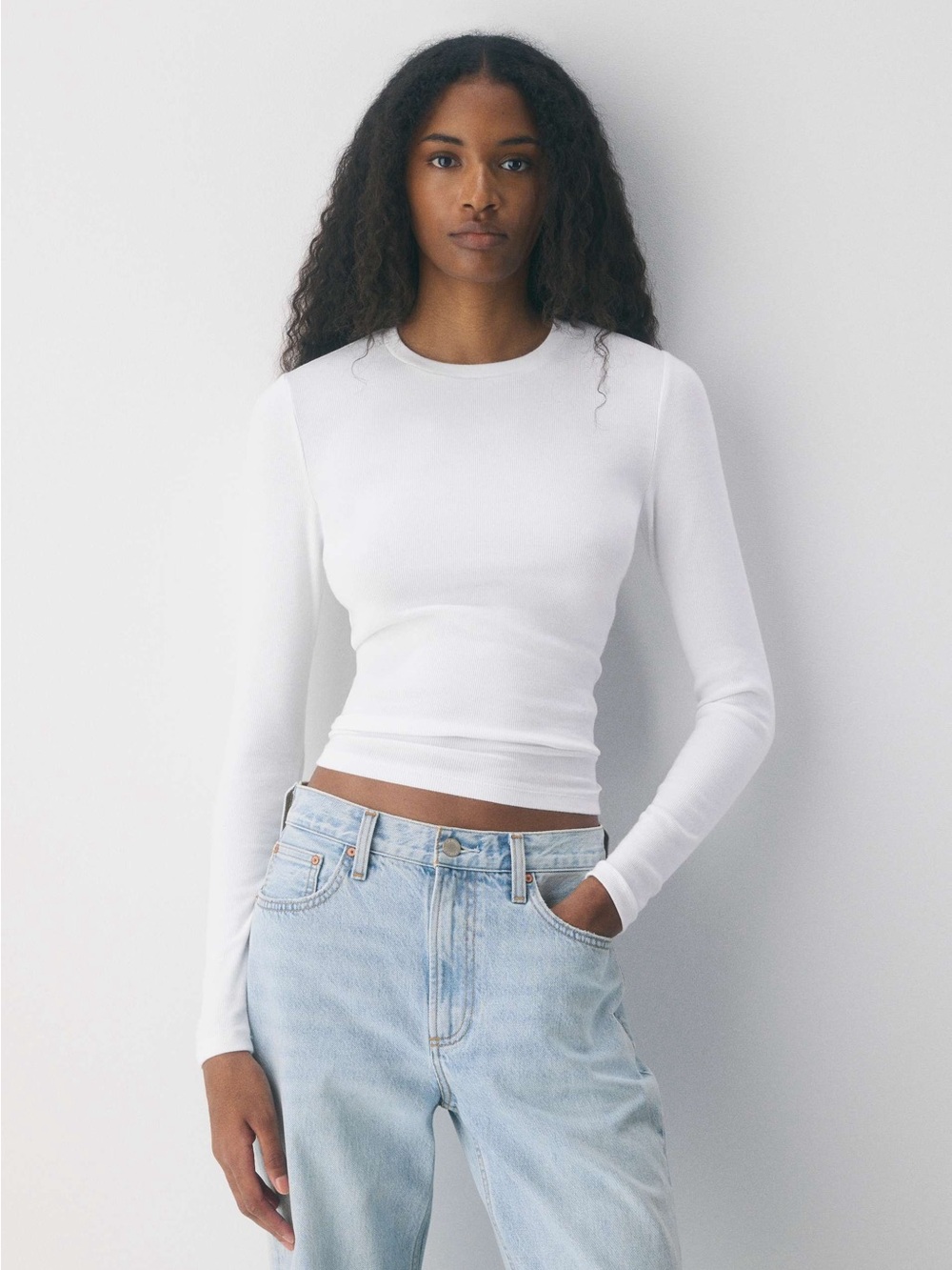 Aritzia Homestretch RIb Crewneck Longsleeve - White